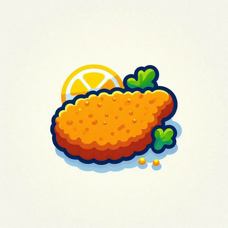 Illustration of a cutlet with lemon on a white background.のイラスト素材