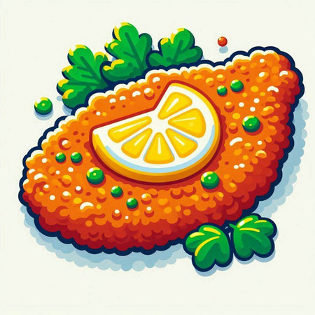 Illustration of a slice of lemon and parsley on a white backgroundのイラスト素材