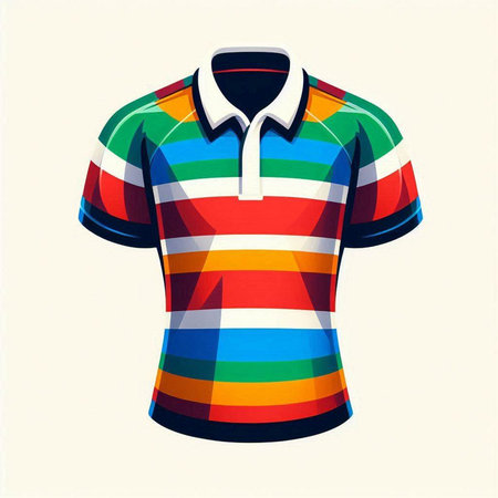 Colorful polo shirt design on white background. Vector illustration.のイラスト素材