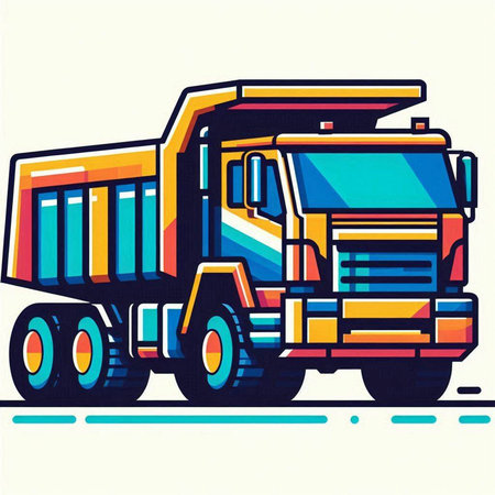 Dump truck vector illustration, isolated on white background, vector illustration.のイラスト素材