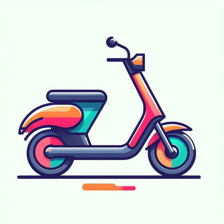 Vintage scooter icon. Vector illustration in trendy flat style.のイラスト素材