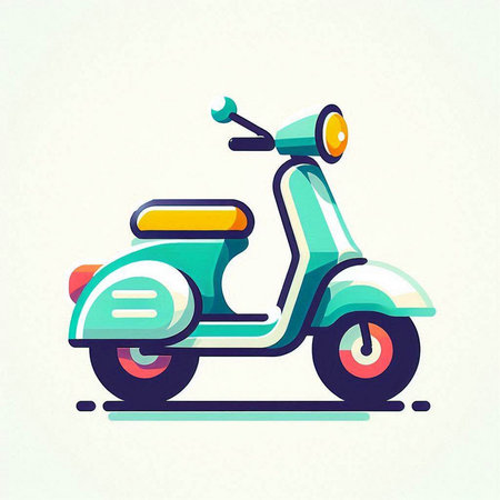 Vintage scooter icon. Retro scooter. Vector illustration.のイラスト素材
