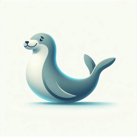 Cute cartoon sea lion on a light background. Vector illustration.のイラスト素材