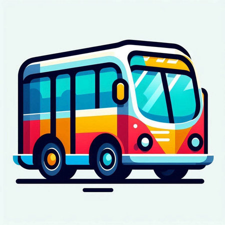 Bus icon. Vector illustration of a bus on a light background.のイラスト素材