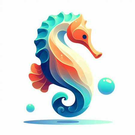 Sea horse on a white background. Vector illustration. Eps 10.のイラスト素材