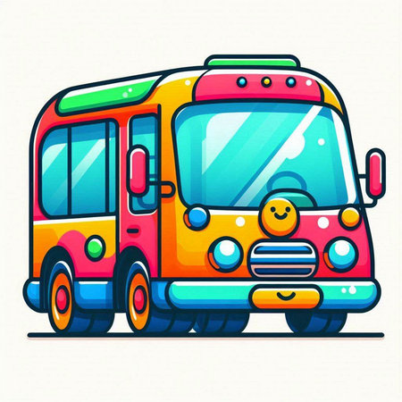 Colorful school bus isolated on a white background. Vector illustration.のイラスト素材