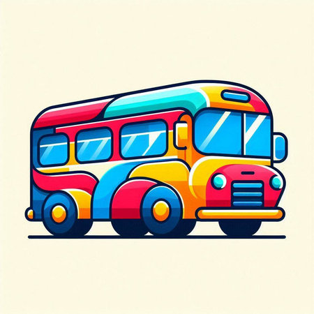 illustration of a school bus on a white background, vector illustrationのイラスト素材