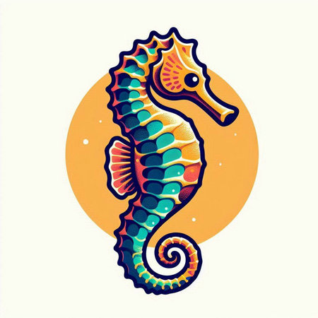 Seahorse. Hand drawn vector illustration in doodle style.のイラスト素材