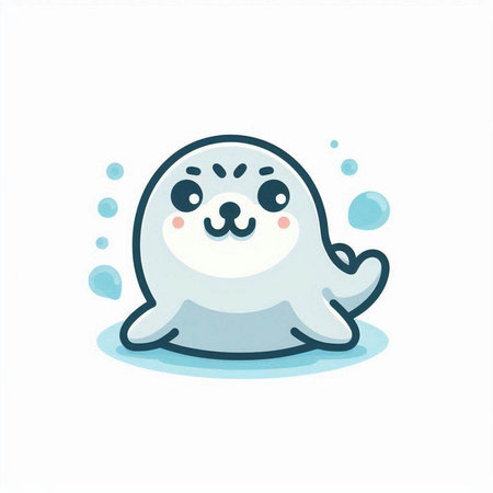 Cute cartoon baby seal. Vector illustration in a flat style.のイラスト素材