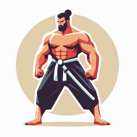 Tae Kwon Do fighter. Vector illustration in cartoon style.のイラスト素材