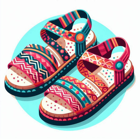 Colorful slippers isolated on a white background. Vector illustration.のイラスト素材