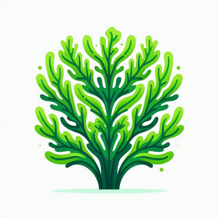 Coral vector icon. Green seaweed isolated on white background.のイラスト素材