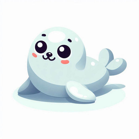 Cute cartoon seal. Vector illustration of a cute baby seal.のイラスト素材