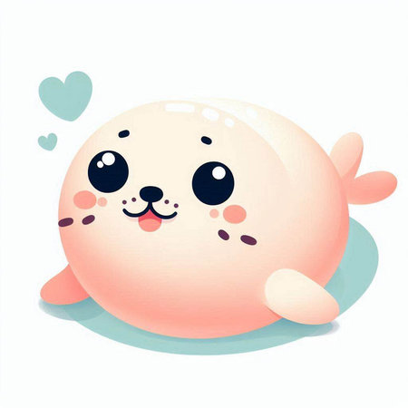 Cute baby seal on a white background. Cartoon vector illustration.のイラスト素材