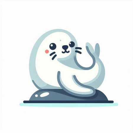 Cute seal on white background. Vector illustration in cartoon style.のイラスト素材