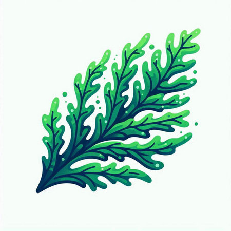 Green seaweed isolated on white background. Hand drawn vector illustration.のイラスト素材
