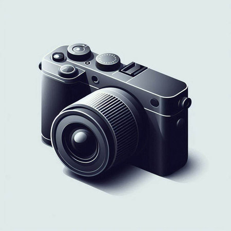 Digital SLR camera on a white background. 3d illustration.のイラスト素材