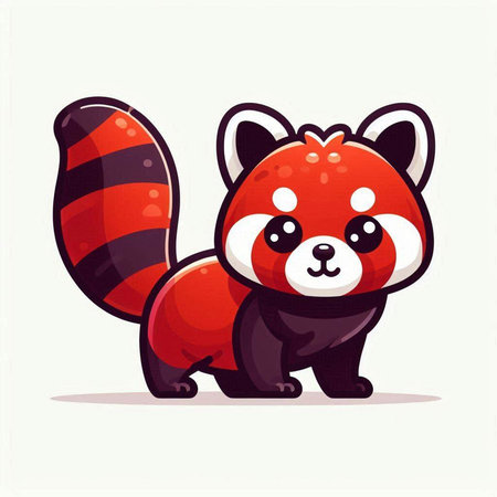 Cute cartoon red panda vector illustration. Cute animal character.のイラスト素材
