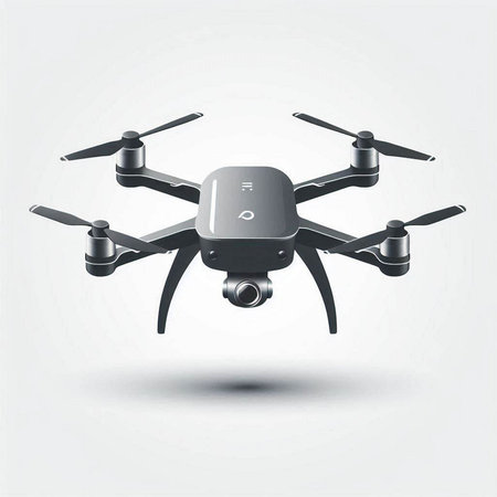 Drone with camera on white background. 3d vector illustration.のイラスト素材