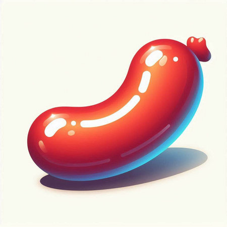 Illustration of a sausage on a white background, 3d renderのイラスト素材