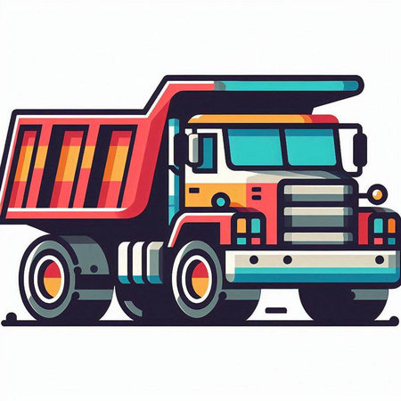 Illustration of a big dump truck isolated on a white background.のイラスト素材