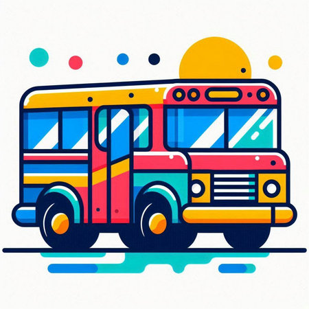 School bus icon. Vector illustration of a school bus on a white background.のイラスト素材