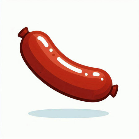 Sausage on a white background. Vector illustration in cartoon style.のイラスト素材