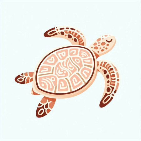Sea turtle isolated on white background. Vector illustration in flat style.のイラスト素材