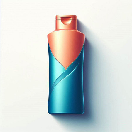 3d illustration of a blue shampoo bottle on a white background.のイラスト素材