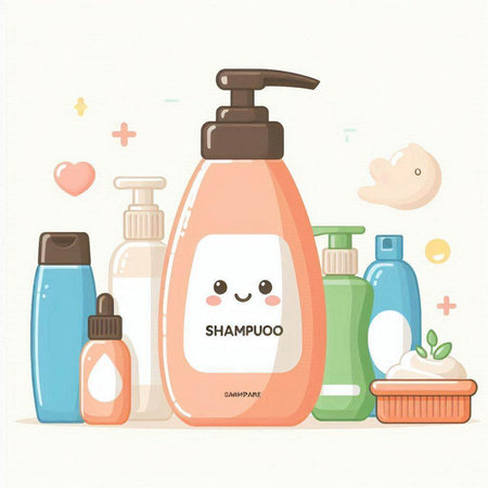 Vector illustration of a set of skin care products in cartoon style.のイラスト素材