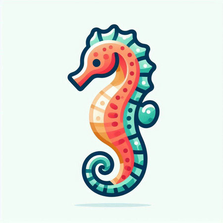 Seahorse icon in cartoon style. Vector illustration on white background.のイラスト素材