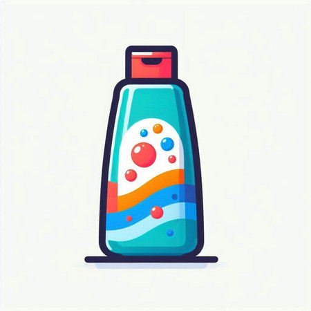 Cartoon bottle of shampoo. Vector illustration in a flat style.のイラスト素材