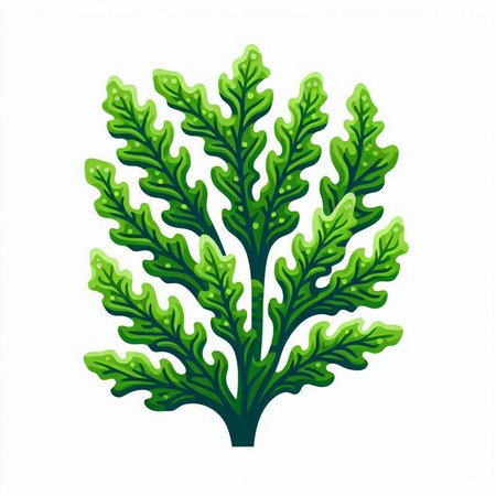 Green seaweed isolated on white background. Vector illustration in cartoon style.のイラスト素材