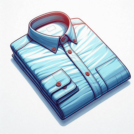 Illustration of a blue men's shirt on a white background.のイラスト素材