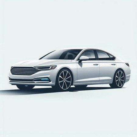 Modern car, side view. Vector illustration. 3d rendering.のイラスト素材