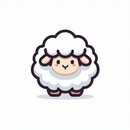 Cute sheep cartoon vector illustration isolated on white background. Cute cartoon sheep character.のイラスト素材