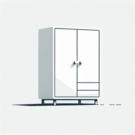 Illustration of a refrigerator with a mirror on a white background.のイラスト素材