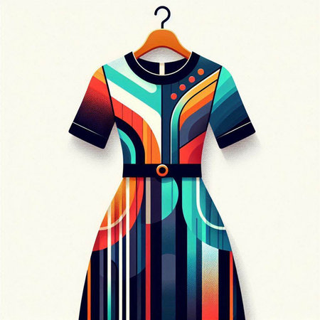 Women's dress on a hanger. Vector illustration. Eps 10のイラスト素材