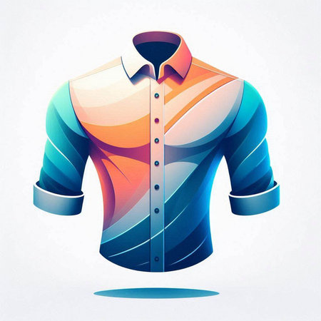 Men's shirt with a blue collar on a white background. Vector illustration.のイラスト素材