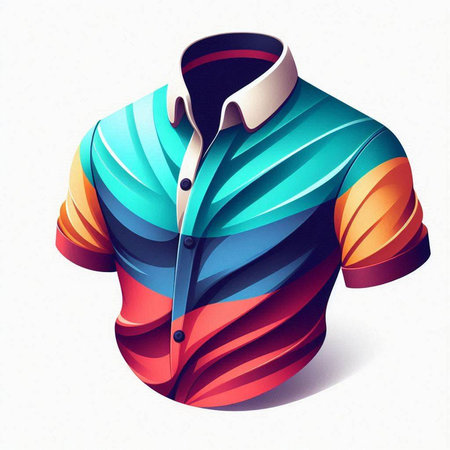 Colorful shirt isolated on a white background. 3d illustration.のイラスト素材