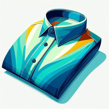 Illustration of a man's shirt on a white background with reflectionのイラスト素材