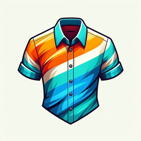 Colorful polo shirt design on white background, vector illustration.のイラスト素材