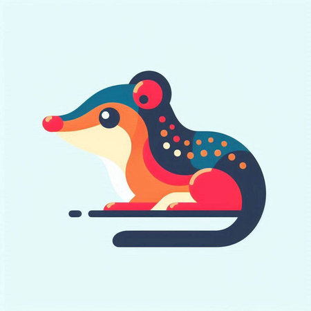 Cute mouse icon. Vector illustration in flat cartoon style. Colorful animal.のイラスト素材