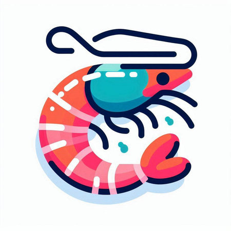 Shrimp icon. Seafood vector illustration in trendy flat style.のイラスト素材