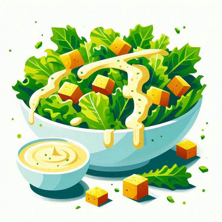 Salad with arugula, cheese and mayonnaise. Vector illustrationのイラスト素材