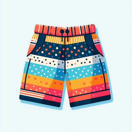 Colorful men's shorts isolated on white background. Vector illustration.のイラスト素材