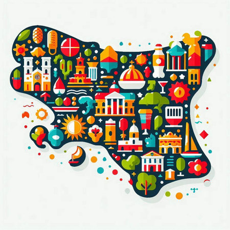 Travel and tourism concept. Map of the city. Vector illustration.のイラスト素材