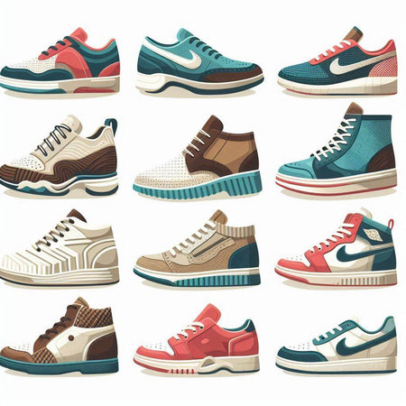 Sneakers icon set. Cartoon illustration of sneakers vector icons for web designのイラスト素材