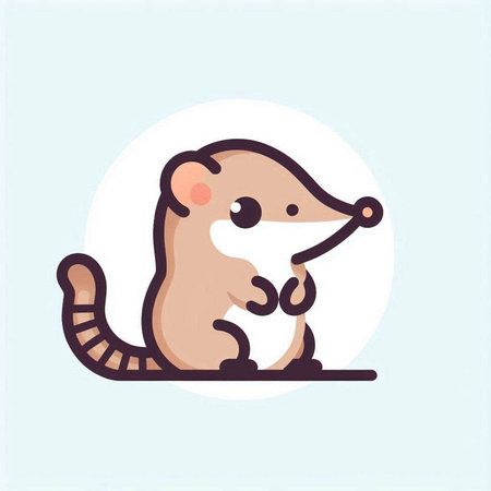 Cute cartoon rat. Vector illustration in flat style. Animal on white background.のイラスト素材