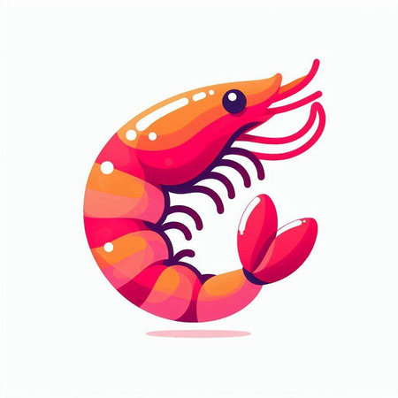 Shrimp vector icon. Seafood illustration. Seafood sign.のイラスト素材